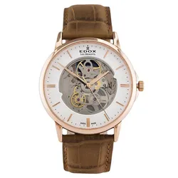 Đồng Hồ Nam Edox Les Bemonts Automatic Skeleton 85300-37R-AIR Màu Nâu Trắng