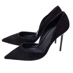 Giày Cao Gót Nữ Burberry Black Suede Leather Virna D'Orsay Pointed Toe Pumps Màu Đen Size 38.5