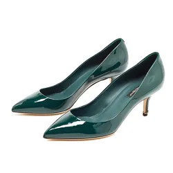 Giày Cao Gót Nữ Dolce & Gabbana D&G Green Patent Leather Pointed Toe Pumps Màu Xanh Lá Size 39