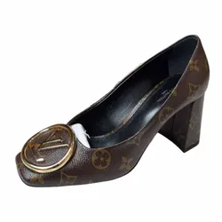 Giày Cao Gót Nữ Louis Vuitton LV Brown Coated Canvas Madeleine Pumps Màu Nâu Đen Size 37.5