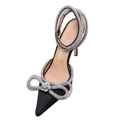 Giày Cao Gót Nữ Mach & Mach Black Double Crystal Embellished Pumps Màu Đen Size 36
