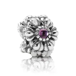 Hạt Vòng Charm Nữ Pandora Retired Sterling Silver February Birthday Blooms Bead With 790580AM Màu Bạc Tím