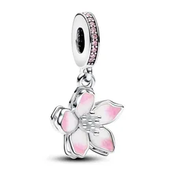 Hạt Vòng Charm Pandora Cherry Blossom Dangle 790667C01 Màu Bạc/Hồng