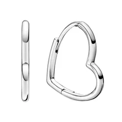 Khuyên Tai Nữ Pandora Asymmetrical Heart Hoop Earrings 298307C00 Màu Bạc