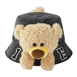 Mũ 13 De Marzo Bear In Wormhole Denim Bucket Hat Black Màu Đen