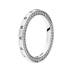 Nhẫn Nữ Pandora Logo Ring With Clear Cubic Zirconia 197437CZ Màu Bạc Size 52