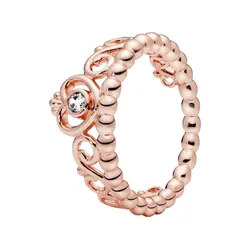 Nhẫn Nữ Pandora 14k Rose Gold-Plated Tiara Ring With Clear Cubic Zirconia 180880CZ Màu Vàng Hồng Size 52