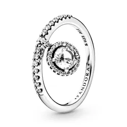 Nhẫn Nữ Pandora Clear Dangling Round Sparkle Ring 198491C02 Màu Bạc Size 52
