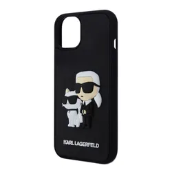 Ốp Điện Thoại Karl Lagerfeld iPhone 15 Phone Case 3D Rubber With NFT Karl & Choupette Black Màu Đen