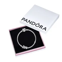 Set Vòng Đeo Tay + Hạt Vòng Charm Nữ Pandora Moments Heart Lock Bracelet Set With Love Charm B80312 Màu Bạc Size 18