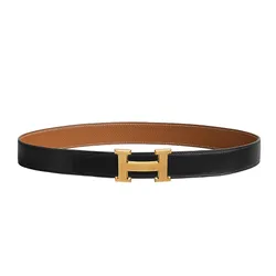 Thắt Lưng Nam Hermès H Guillochee Belt Buckle & Reversible Leather Strap 32mm Hai Mặt Màu Đen/Nâu Size 85
