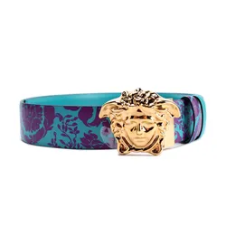 Thắt Lưng Nam Versace Medusa Reversible Leather Belt 5VA2V Màu Xanh Tím Size 95