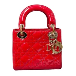 Túi Xách Nữ Christian Dior Red Cannage Quilted Patent Leather Mini Lady Bag Màu Đỏ