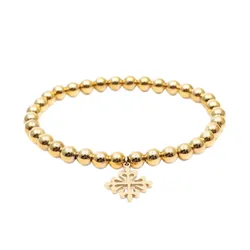 Vòng Đeo Tay Nam Viya Jewelry VJWB-01GD Premium Gold Plated Steel Beads, 316l Stainless Steel Màu Vàng Size 20.5cm
