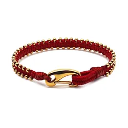 Vòng Đeo Tay Nữ Viya Jewelry VJ-BRV32RD Premium Red Lamb Leather Mixed Rose Gold Plated Chainsea Shell Bracelet Màu Đỏ Size 17.5cm