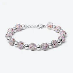 Vòng Đeo Tay Nữ Viya Jewelry VJBR-CR02 SL Premium Silver Macrame Metal Beads With Swaroski Charm Màu Bạc Size 17.5cm