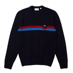 Áo Len Nam Lacoste Men’s Made In France Ethical Striped Wool Sweater AH6812-00 Màu Xanh Đen Size 2
