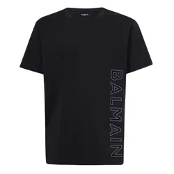 Áo Phông Nam Balmain Black With Logo Embroidered BH0EG010/BC22SIZ Tshirt Màu Đen Size S