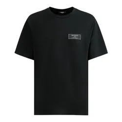 Áo Phông Nam Balmain Black With Logo Patch BH0EG000/JB540PA Tshirt Màu Đen Size M