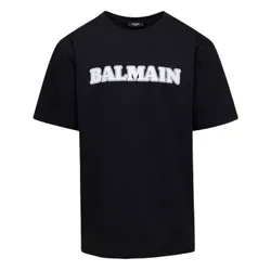 Áo Phông Nam Balmain Black With Logo Printed Tshirt BH0EG000/BC52EAB Màu Đen