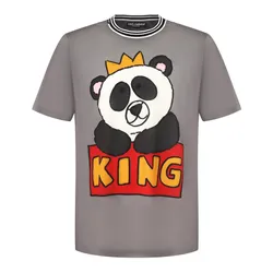 Áo Phông Nam Dolce & Gabbana D&G Panda King Print G8HV4T Tshirt Màu Xám Size 44