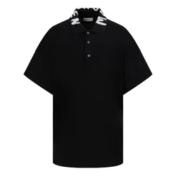 Áo Polo Nam Alexander McQueen Black With Graffiti Logo Collar 705016 QTX33 1000 Màu Đen Size S