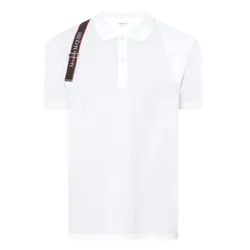 Áo Polo Nam Alexander McQueen White Logo Tape Harness 625245 QSX33 9000 Màu Trắng Size S