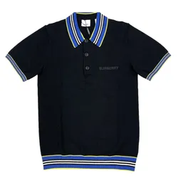 Áo Polo Nam Burberry Afford Icon Stripe Collar Polo Shirt Màu Đen Size XS
