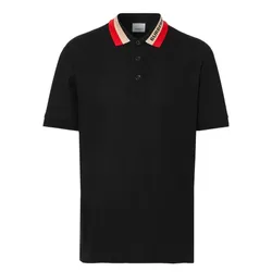 Áo Polo Nam Burberry Contrast Color Pique Shirt 8039265 Màu Đen Size L