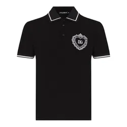 Áo Polo Nam Dolce & Gabbana D&G Black Sacred Heart Polo Shirt G8KI2Z Màu Đen Size 44