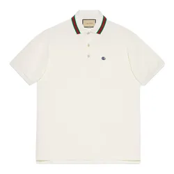 Áo Polo Nam Gucci Cotton Piquet Polo With Double G 752604 Màu Trắng Kem Size XS