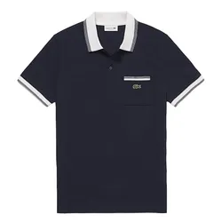 Áo Polo Nam Lacoste Men's Regular Fit Striped Shirt PH4801 Màu Xanh Đen Size 4