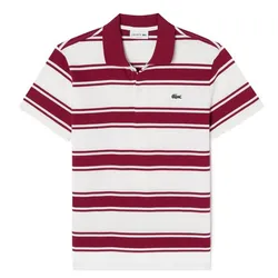 Áo Polo Nam Lacoste Striped Short Sleeve Shirt  PH4810-W7B Màu Trắng Đỏ Size 3
