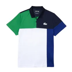 Áo Polo Nam Lacoste Sport Men's In Breathable Piqué With Colorblock DH0850 AZUL Màu Trắng/Xanh Size 3