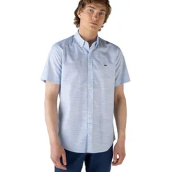 Áo Sơ Mi Cộc Tay Nam Lacoste Slim Fit Men's Shirt Short Sleeve CH0132K Màu Xanh Nhạt Size 39