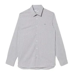 Áo Sơ Mi Dài Tay Nam Lacoste Check Stretch Poplin Kẻ Caro Màu Đen Trắng Size 39