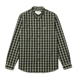 Áo Sơ Mi Dài Tay Nam Lacoste Regular Fit Cotton Shirt Green CH3983 EZB Kẻ Xanh Trắng Size 38