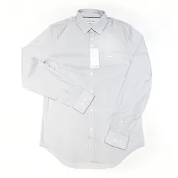 Áo Sơ Mi Dài Tay Nam Lacoste Slim Fit Caro Shirt CH4868 166 Màu Trắng Kẻ Size 39
