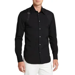 Áo Sơ Mi Nam Alexander Mcqueen Black Long Sleeve Shirt Màu Đen Size M