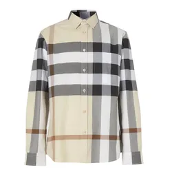 Áo Sơ Mi Nam Burberry Men's Check Long Sleeved Shirt 8025851 Màu Be Size XS