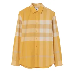 Áo Sơ Mi Nam Burberry Check Stretch Poplin Long Sleeved Shirt 8065974 Màu Vàng Size L