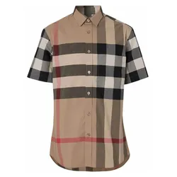Áo Sơ Mi Nam Burberry Check Stretch Short Sleeve Shirt 8079591 Màu Nâu Size XS