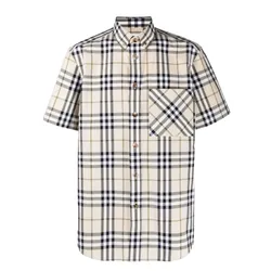 Áo Sơ Mi Nam Burberry Checked Cotton Shirt Màu Beige Size XS