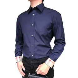 Áo Sơ Mi Nam Burberry Long Sleeve 8086765 Màu Xanh Navy Size XS