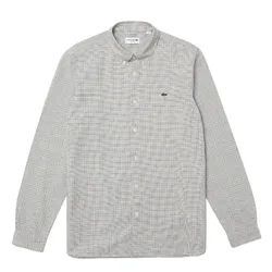 Áo Sơ Mi Nam Lacoste Men's Slim Fit Checkered Cotton And Linen CH7643-51 GA3 Màu Xám Trắng Size 41