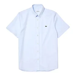 Áo Sơ Mi Nam Lacoste Regular Cotton Shirt With Button-Down Collar Màu Xanh Nhạt Size 39