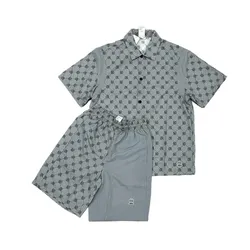 Bộ Quần Áo Cộc Tay Nam Adidas Neo Pattern Full Print Athleisure Casual Sports Short Sleeve Shirt Gray IB5858 Màu Xám Size XS