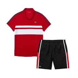 Bộ Quần Áo Cộc Tay Nam Lacoste Men's Sport Colorblock Panels Lightweight Màu Đỏ Size 5