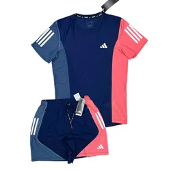 Bộ Quần Áo Cộc Tay Nam Adidas Colorblock Own The Run Phối Màu Xanh Size S