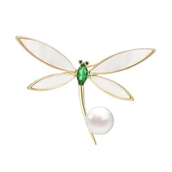 Cài Áo Nữ Meri Chuồn Chuồn Xanh Lá Cánh Xà Cừ BR302 Màu Xanh